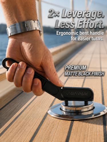 Marine-Grade 316 Stainless Steel Deck Fill Key, Boat Gas Cap Key Set with Extra-Reach Anti-Slip Handle and Built-in M8 Nut Driver, Fits 1-1/4 & 1-1/2 in. Deck Fill/Filler Caps - color: Black