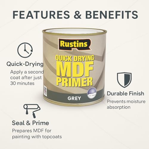Rustins Quick Drying MDF Grey Primer 500ml