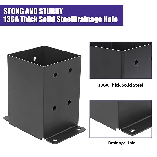 4 Set 4"x 4" Post Base (Inner Size 3.6"x 3.6" - size: 4 Pcs, style: 3.6"x 3.6"