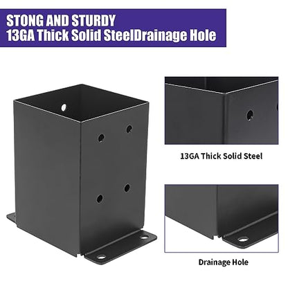 4 Set 4"x 4" Post Base (Inner Size 3.6"x 3.6" - size: 4 Pcs, style: 3.6"x 3.6"