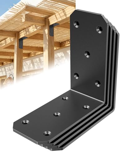Heavy Duty L Brackets 5"x5"x2.5", 300LB, Black 4 Pack - color: Black-4PCS