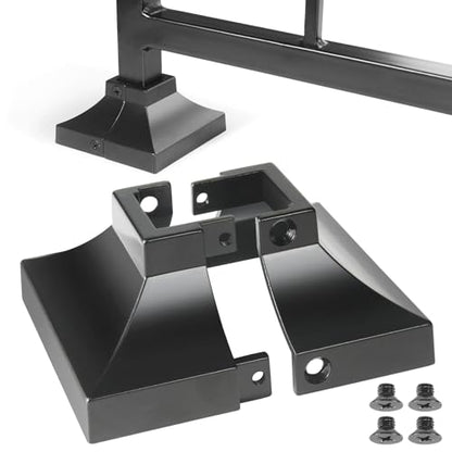 8pcs Post 1" Aluminum Deck Post Base Cover, Post Skirt, Handrail, Stair, Porch, Deck Railing Base Brackets Covers (Black) - color: Black, size: Post 1"x 1" Base 3.5"x3.5"