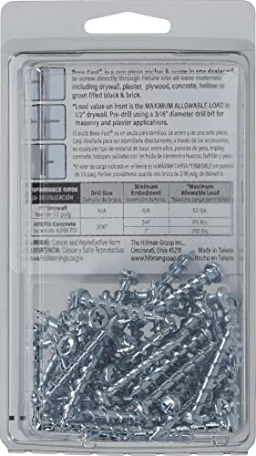 Hillman Borefast Drywall Screw Anchors, 1-1/2in, 75 Pieces, Silver