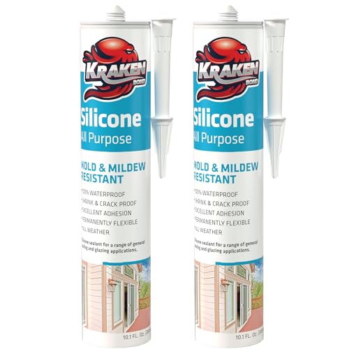 Kraken Bond RTV Silicone Sealant Gray (2 x 10.1 fl.oz.)%100 Waterproof Silicone Caulk Kitchen and Bathroom, All Purpose, Window Caulking Sealant Outdoor, RV, 2 Pack - size: 2 Pack