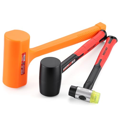 MAXPOWER 3-Piece Hammer Set, 5LB Dead Blow, 16oz Rubber & 35mm Soft Mallets - size: 5lb 16oz 35mm