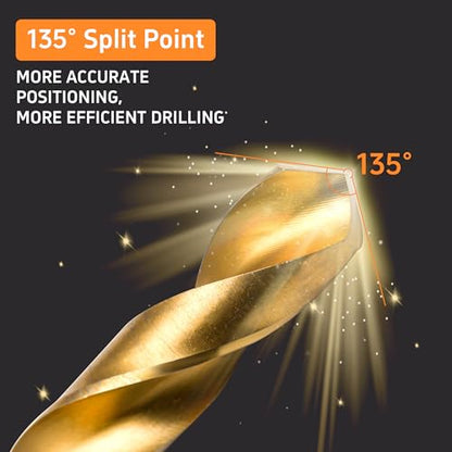 Cobalt Left Hand Drill Bit Set, 13Pcs (1/16”-1/4”)