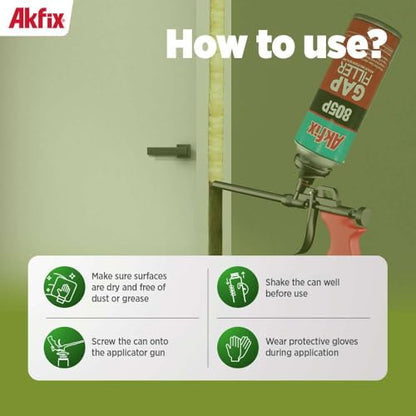 Akfix 805P PRO Gap Filler Expanding Foam Sealant Kit (2x24 Oz.) - Insulating Foam Sealant, Low Expansion Foam for Sound & Heat Insulation, Window & Door | Gun & Cleaner Included | 24 Oz. 2 Pack - size: Gap Filler Foam Set 24oz