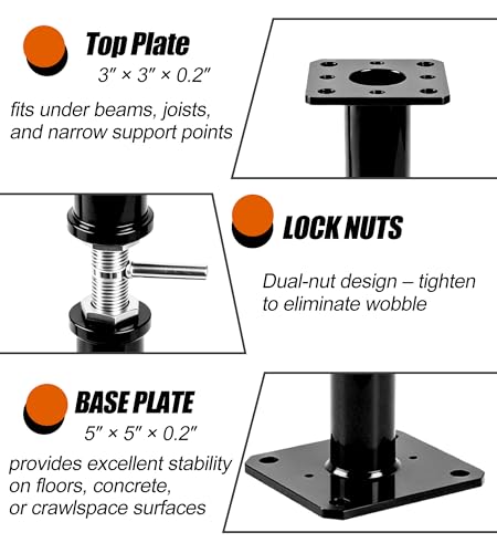 11"-22" House Jacks Post Pole Jack, Heavy-Duty Steel Basement Floor Jacks - color: Black, size: 11"-22" ( 4 Pack )