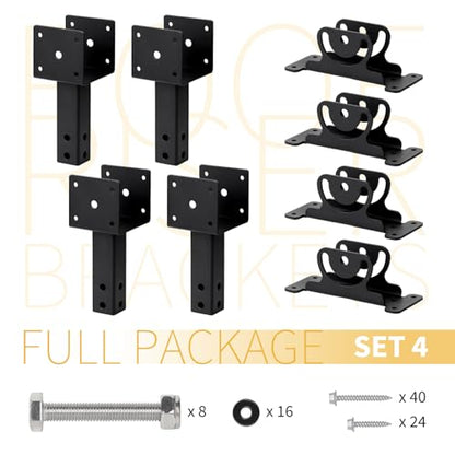 4-Pack Adjustable Roof Riser Brackets Kit Heavy Duty Beam Mount - color: Set 4, size: Small