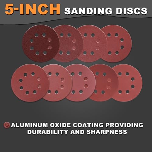 100Pcs 5-Inch 8-Hole Hook & Loop 40 Grit Sanding Discs