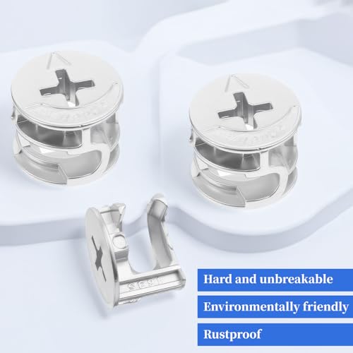 10 Pcs Cam Locks for Furniture, 15x12 mm Furniture Connecter Cam Lock Cabinet Drawer Fastener, Eccentric Locking Nuts Connectors Furnitures Repair Assembly Hardware Parts Fastener for Wardrobe Dresser