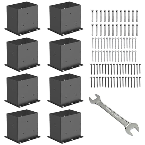8 Pcs 4"x 6"Post Base Brackets(Acturl Fit 3.6"x5.6") Post| - size: 4"x 6", style: 8 Pcs