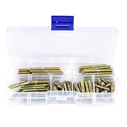 110pcs M4 Double Ended Screws, Dowel Screws Hanger Bolts for Curtain Pole Ends Furniture Connector, Stainless Steel Threaded Studs for Woodworking and Metal Applications