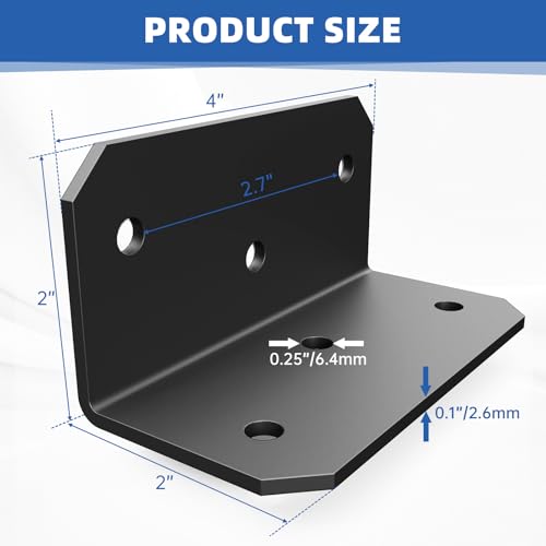 4"x2" Steel Corner Braces, L Brackets for Wood Furniture - size: （4PCS） Black