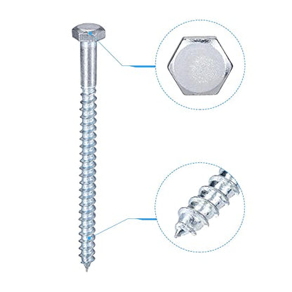 uxcell Hex Lag Screws, M8 x 120mm Carbon Steel Zinc Plated Half Thread Self-Tapping Bolts for Wood Screw 15Pcs - size: M8 x 120mm