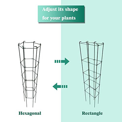 46 Inch Height 3PCS PVC Green Hexagon Folding Tomato Cage,Climbing Plant Support Tower Vegetable Stake Trellis - size: 46in Hex-PVC Green-3Pack