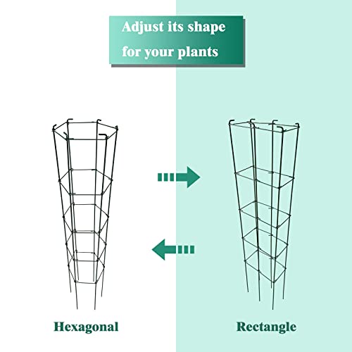 46 Inch Height 5PCS PVC Green Hexagon Folding Tomato Cage,Climbing Plant Support Tower Vegetable Stake Trellis - size: 46in Hex-PVC Green-5Pack