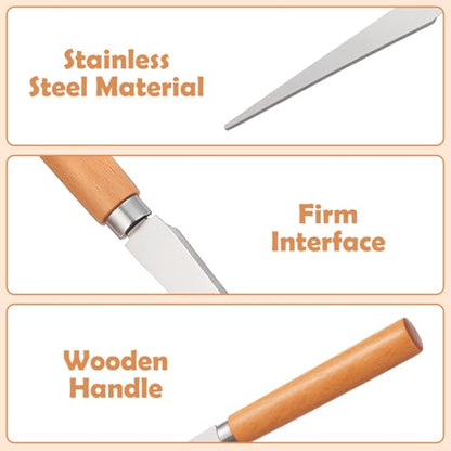 SHINEOFI 2Pcs Wooden Handle Fettling Knife,Carving Knife Set for Pottery Clay Sculpting,Precision Ceramic Carving Tools Sculpture Repair Tools with Ergonomic Handle for DIY Pottery Wood