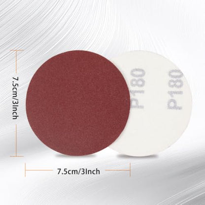 SPEEDWOX 100PCS 3" 180 Grit Sanding Discs, Hook and Loop No Hole Sandpaper - style: 180-Grit