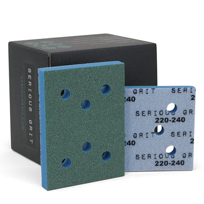 Serious Grit - 3x4 10mm Foam Sanding Pads - 220-240 Grit Finish - 10 Pack - size: 220-240 Grit, style: 10mm Foam