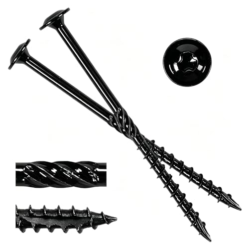 #14 x 4 Wood Structural Screws, Wood Screws, 200Pcs Lag Screws 4 Inch, Rust Resistant, Washer Head, Black Coated, Star Drive with Bit - size: #14 x 4"