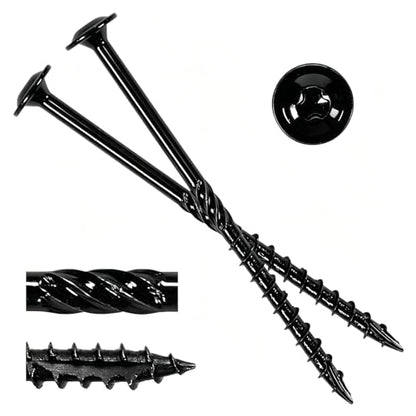 #14 x 4 Wood Structural Screws, Wood Screws, 200Pcs Lag Screws 4 Inch, Rust Resistant, Washer Head, Black Coated, Star Drive with Bit - size: #14 x 4"