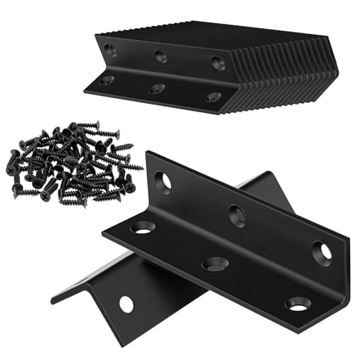 20 PCS Black Steel Corner Brackets 4 x 1 inch L Shaped Metal Angle Bracket with Screws, 100 MM 4 Inch Heavy Duty Corner Brace for Wood Furniture Rails, Bookshelf, Cabinet - size: 100x25MM