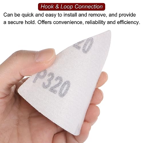 HARFINGTON 100pcs Triangular Hook & Loop Sandpapers 320 Grits 3-1/8" Aluminum Oxide Sanding Pads Random Orbital Mouse Detail Sander Papers Oscillating Multi Tool Sheets - size: 320 Grits