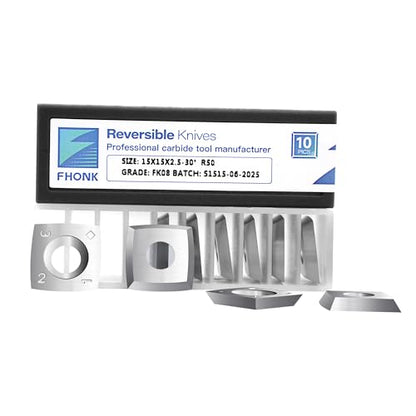 15mm Arc-edge Square Carbide Inserts Cutters, for Woodturning Replacement Cutter Knives, Fits Spiral, Helical Planer Cutter, Wood Lathe Turning Tool, 10-Pack (15x15x2.5-30° R50) - size: 15x15x2.5-30° R50