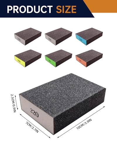 12Pcs Sanding Block Sponge Set, Reusable Sandpaper for Wood & Drywall - color: Deep Gray