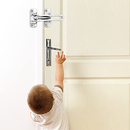 Door Lock Latch Swing Bar Door Guard Latch Home Hotel Lock Silver - color: Silver
