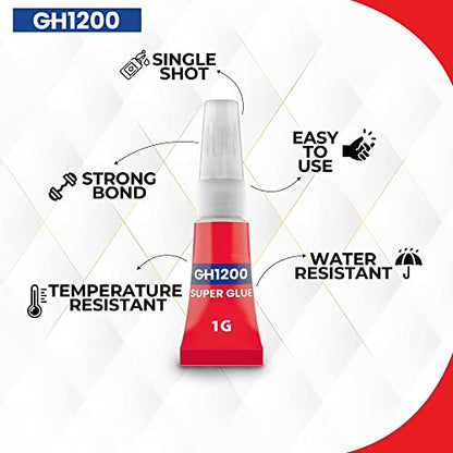 1 Gram (Pack of 24) Single Use Super Glue All Purpose - Superglue - Ca Glue Thick & Strong Adhesive for DIY Craft, Ceramics, Frame, Leather, Metal Etc - style: 1 Gram x 24 PCs Super Glue