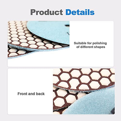 Dry Diamond Polishing Pads - 8pcs 5 inch #1500 Sanding Pads Kit for Granite Marble Ceramic Used on Angle Grinder or Polisher - size: 5inch / 125MM, style: #1500