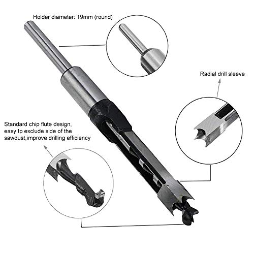 SaferCCTV Woodworker 3/8 Inch Square Hole Drill Bits Mortising Chisel Set, Mortise Chisel & Bit Set for Drilling Square Holes in Wood with a Mortising Machine/Attachment - size: 3/8 Inch
