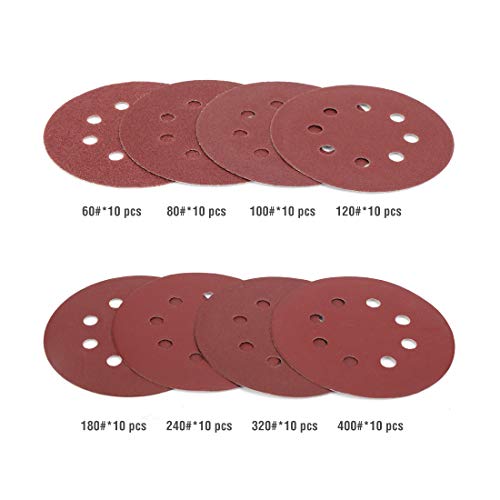 WORKPRO 80-Piece Sanding Disc Set,5-Inch 8-Hole Hook & Loop Sanding Discs,60,80,100,120,180,240,320,400 Grits Sandpaper for Random Orbital Sander(Not for Oscillating Tools or Mouse Sander),Pack of 12 - size: 80 Count (Pack of 12)