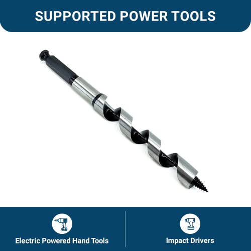 Benchmark Abrasives 3/4 Inch Auger Drill Bit for Woodworking,7/16” Hex Shank Tool for Smooth, Clean Cuts Hole Carbon Steel Hole Cutter Drill Bit for Drilling on Soft & Hard Wood, MDF, Plywood - size: 3/4"