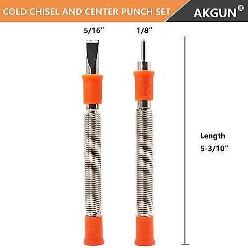 2-Piece Hammerless 5/16-Inch Cold Chisel and 1/8-Inch Center Punch Set - size: Cold Chisel and Center Punch