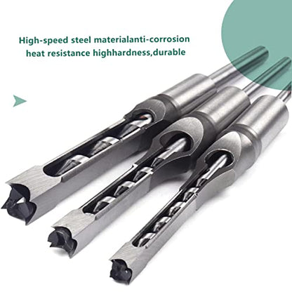 7Pcs Square Hole Drill Bits Steel Hardness Sharp Mortising Chisel 1/4-5/8"