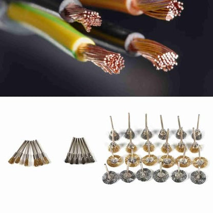36Pcs Wire Brush Set, Brass and Steel Material for Rust Removal and Polishing, with 18 Copper and 18 Steel Wire Brushes for Wood and Metal