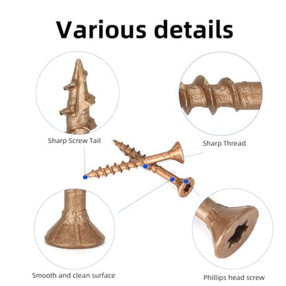 Wood Screws #8 x 1-1/2’’, T25 Star Torx Drive Flat Head Deck Screws, Brown, 165Pcs (1lb) - color: Brown, size: 8X1-1/2’’