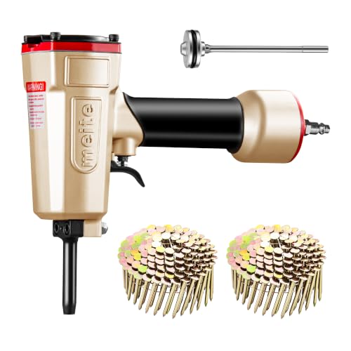 meite NP45 Pneumatic Nail Remover Kit with 1-3/4 Inch Coil Roofing Nails, Heavy Duty Air Punch Nail Extractor Tool for Roof Repair Wood Demolition Pallet Recycling, 2,880PCS