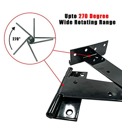 HLMOptimo Heavy Duty T Hinge Tee T Strap Shed Gate Barn Fence Door Hinge Wrought Rustproof All Size Black (4 pcs, 12 inch) - size: 12 Inch, style: 4 pcs