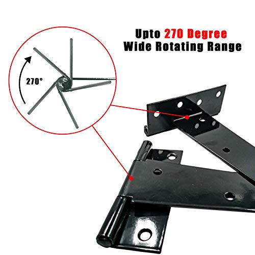 HLMOptimo Heavy Duty T Hinge Tee Hinge T Strap Hinge Shed Hinge Gate Hinge Barn Hinge Fence Hinge Door Hinge Wrought Rustproof All Size Black (6 pcs, 6 inch - size: 6 Inch, style: 6 pcs