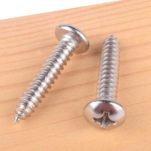 100Pcs #8 x 1/2" Phillips Pan Head Wood Screws 304 Stainless Steel 18-8 Self Tapping Screw - size: #8 x 1/2" (100pcs)