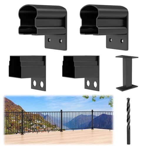 Egadis 4 Pack Aluminum Railing Bracket Connector with Level Foot & Drill - color: The Bracket-Level - 4Pack