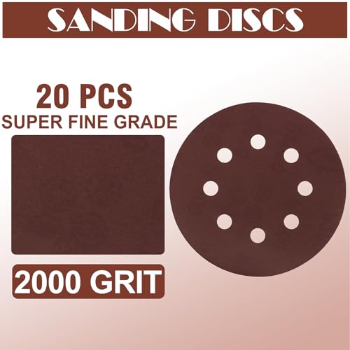 60 Grit Sanding Discs Sandpaper, Jamiikury 5 Inch Orbital Sander Sandpaper Hook and Loop Sanding Pads Round Sand Paper - Pack of 20