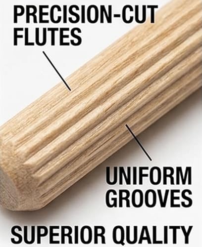 Pinehurst Crafts 1/2 Inch x 3 Inch Fluted Wood Dowel Pins, Great for Furniture, Cabinetry and Crafts Projects, Pack of 20 (Pin_.5x3_20pk)