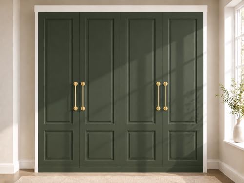trust4care 4-Pack 2.3" Brushed Gold Backplates of Bifold Closet Door Knob - color: Brushed Brass, size: Set of 4