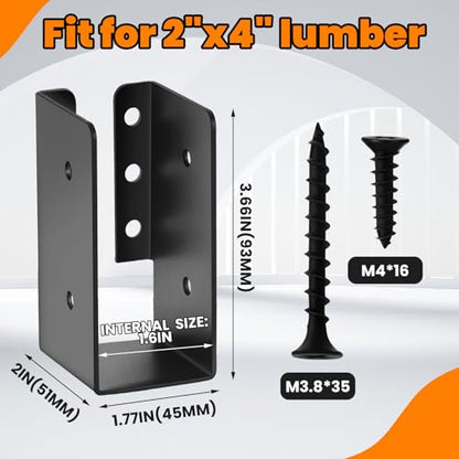 Blulu 30 Pcs 2"x4" Concealed Joist Hangers with Screws, 2"x4" Brackets - size: 2 x 4 Inches