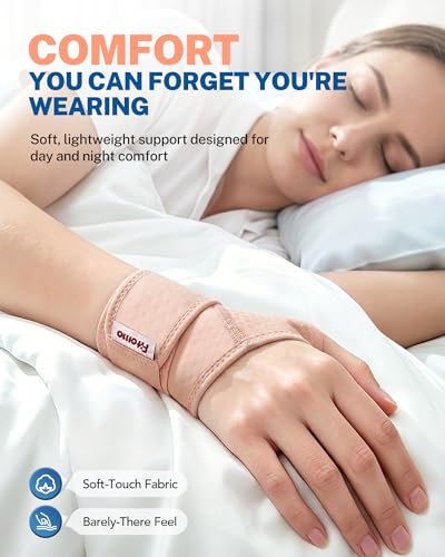 Wrist Brace with Soft-Touch Fabric, Breathable Compression Support - color: Nude, size: L/XL